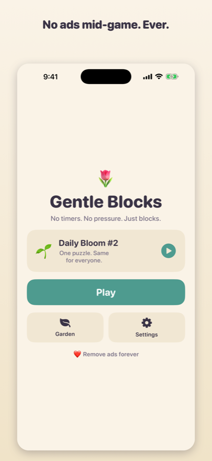 Home screen with the Daily Bloom card and a large Play button